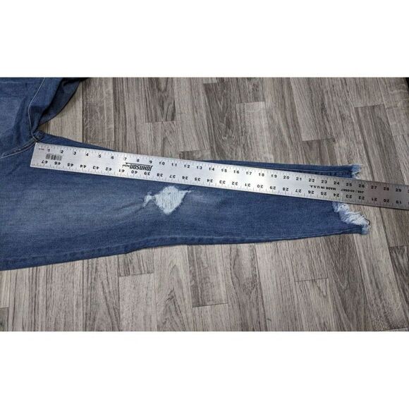 Just Black Juniors Size 13 Pockets Fringe Hem Distressed Denim Blue Jeans - Picture 9 of 11